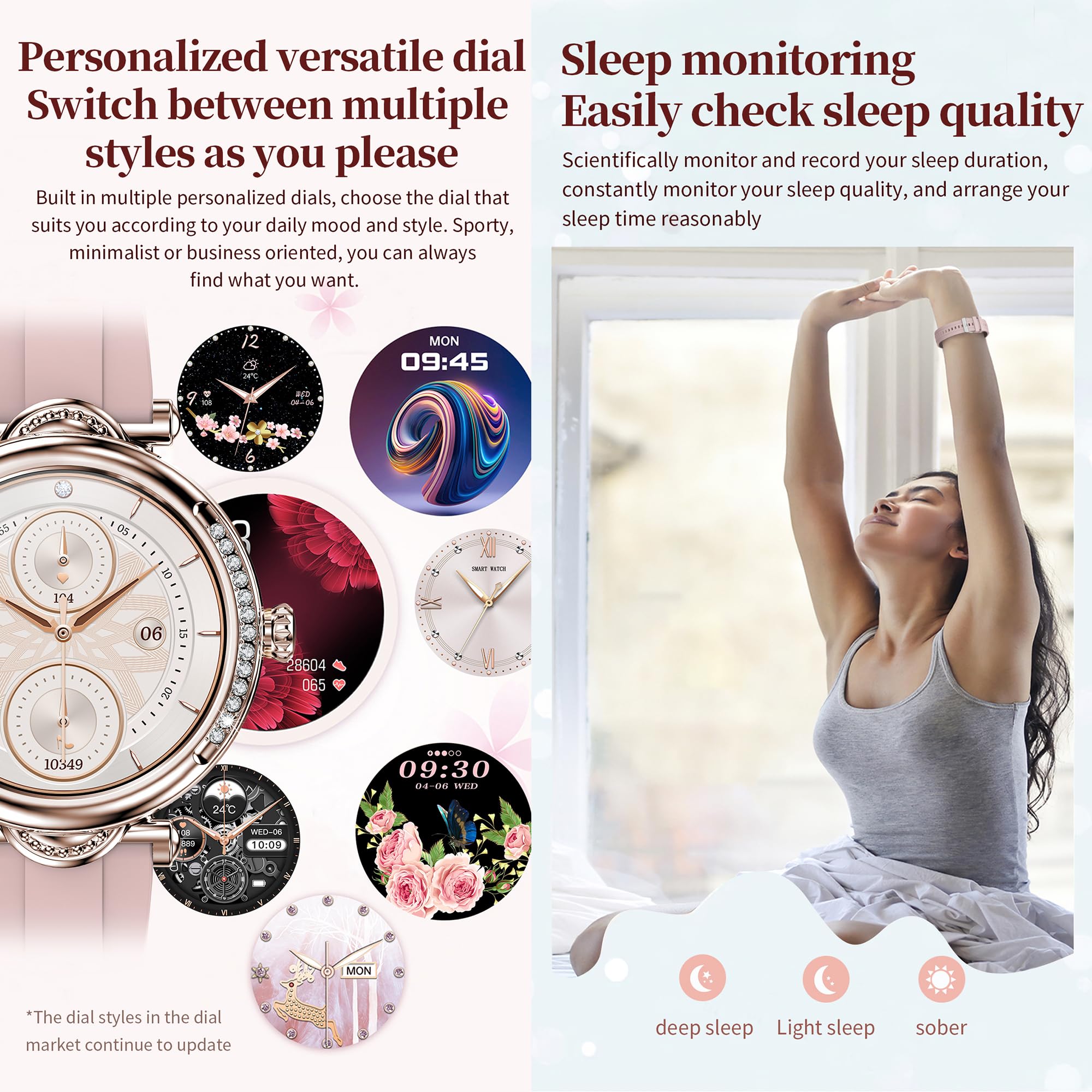 Reloj Inteligente Mujer con Llamada y Whatsapp, 1,27" IP68 Impermeable Reloj Smartwatch Mujer con 123 Deportivo, Diamante, Monitor Sueño, Oxígeno Sanguíneo, Podómetro, Pulsómetro Android iOS (Oro)