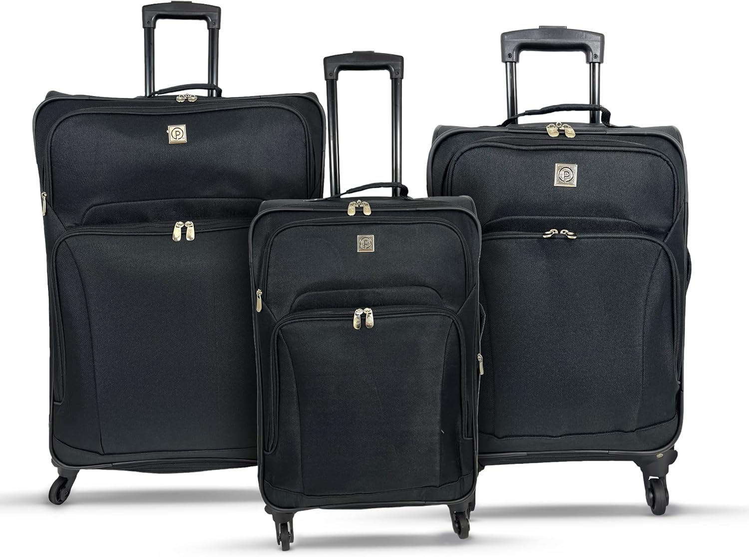 Vivo Technologies 3PC Luggage Sets, Soft Shell Lightweight Cabin Suitcase, Expandable 4 Wheel Suitcase for Travel, Anti Crack Cabin & Hold Luggage Set, 100+ Airline Approved Bags (Black)