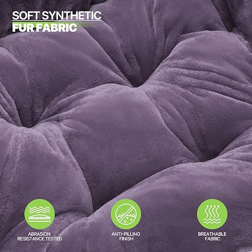 Miniatura 87 de Magshion Silla platillo plegable con otomana para adultos, cómodo asiento de lectura, asiento de piel sintética con marco de metal acolchado grueso