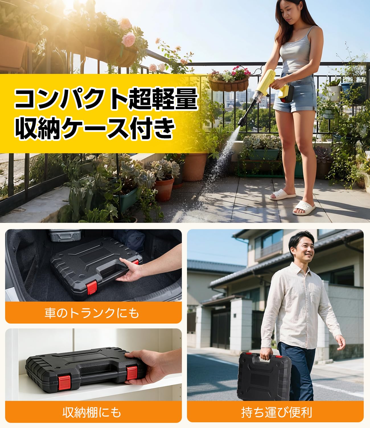 Amazon | 高圧洗浄機 コードレス 小型 軽量 9Mpa 強力噴射 5-in-1多