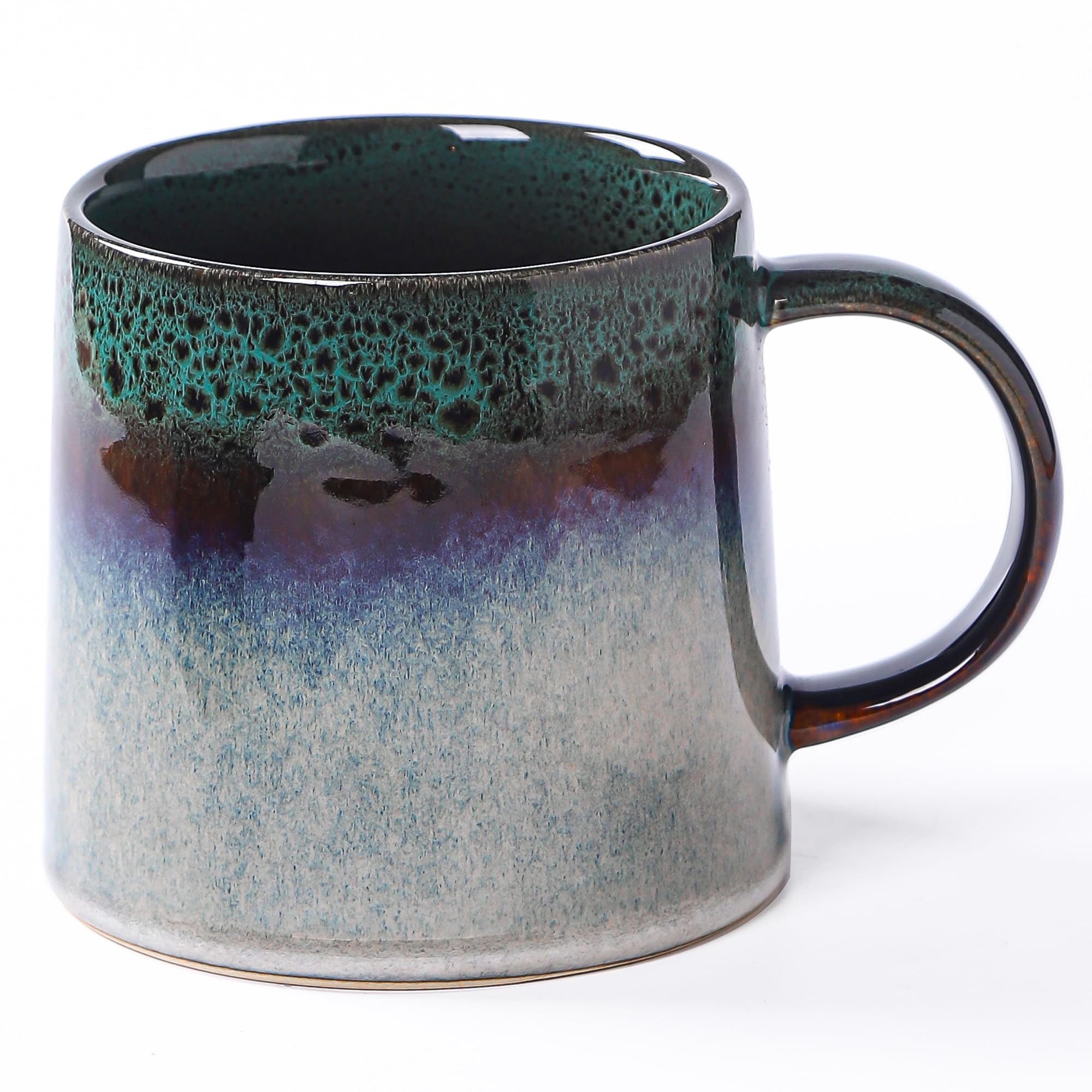 Garnome Large Ceramic Coffee Mugs, 20 oz Handmade Pottery Mug, Big Tea Cups with Handle for Office and Home, Dishwasher and Microwave Safe (Ink Green)