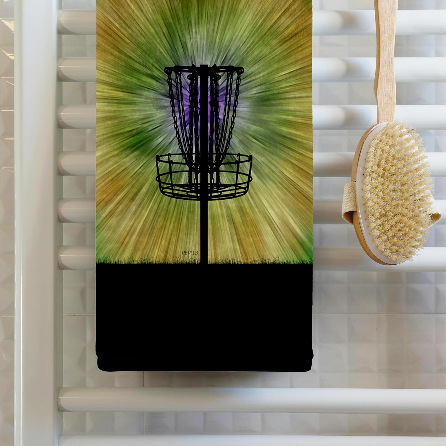 3dRose Tie Dye Disc Golf Basket - Colorful disc Golf tie dye Basket Design 22x30 Bath Hand Pool Towel