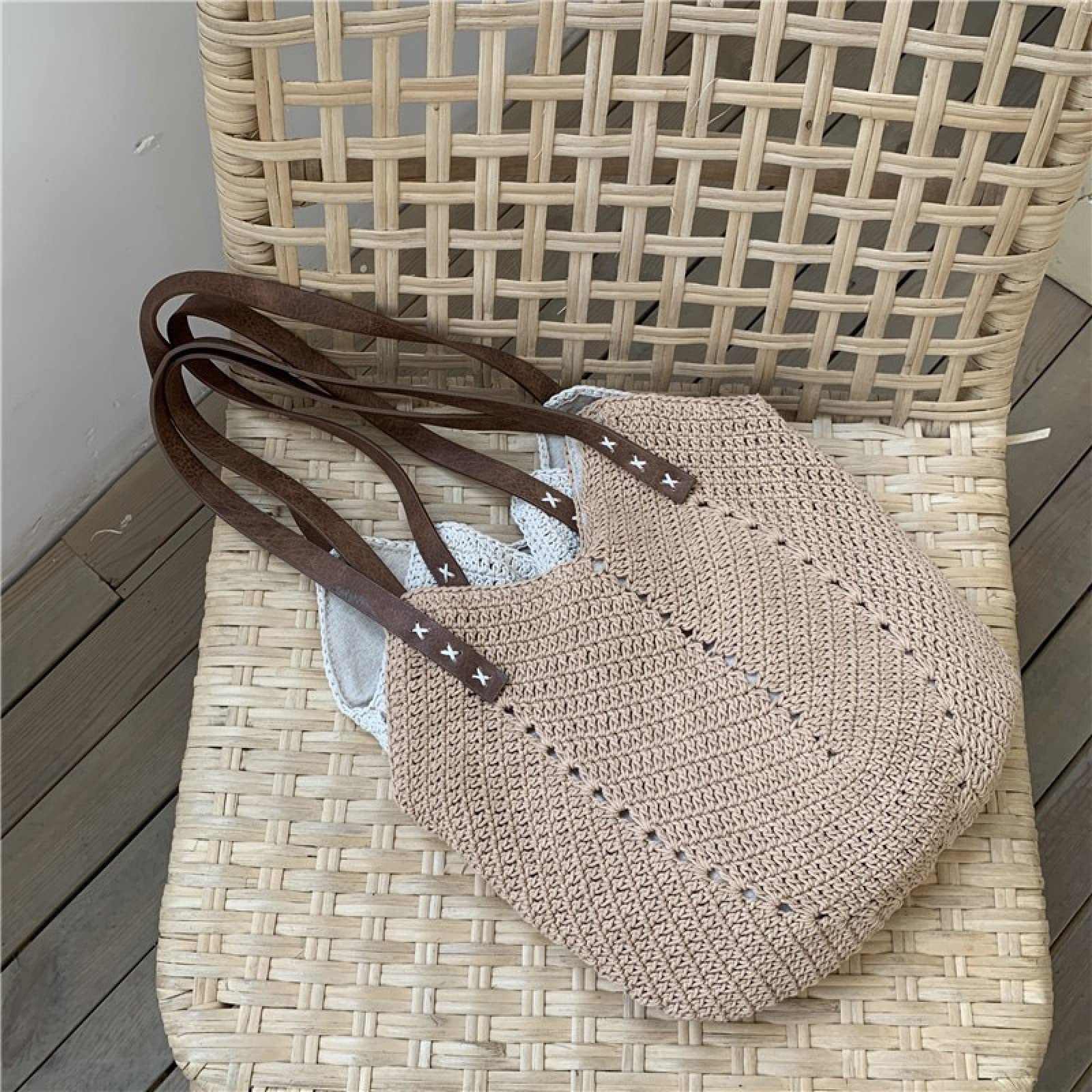 Sac tissé en silt, sac à bandoulière en filet de coton fait à la main, adapté aux vacances/sac de plage, à la mode et polyvalent