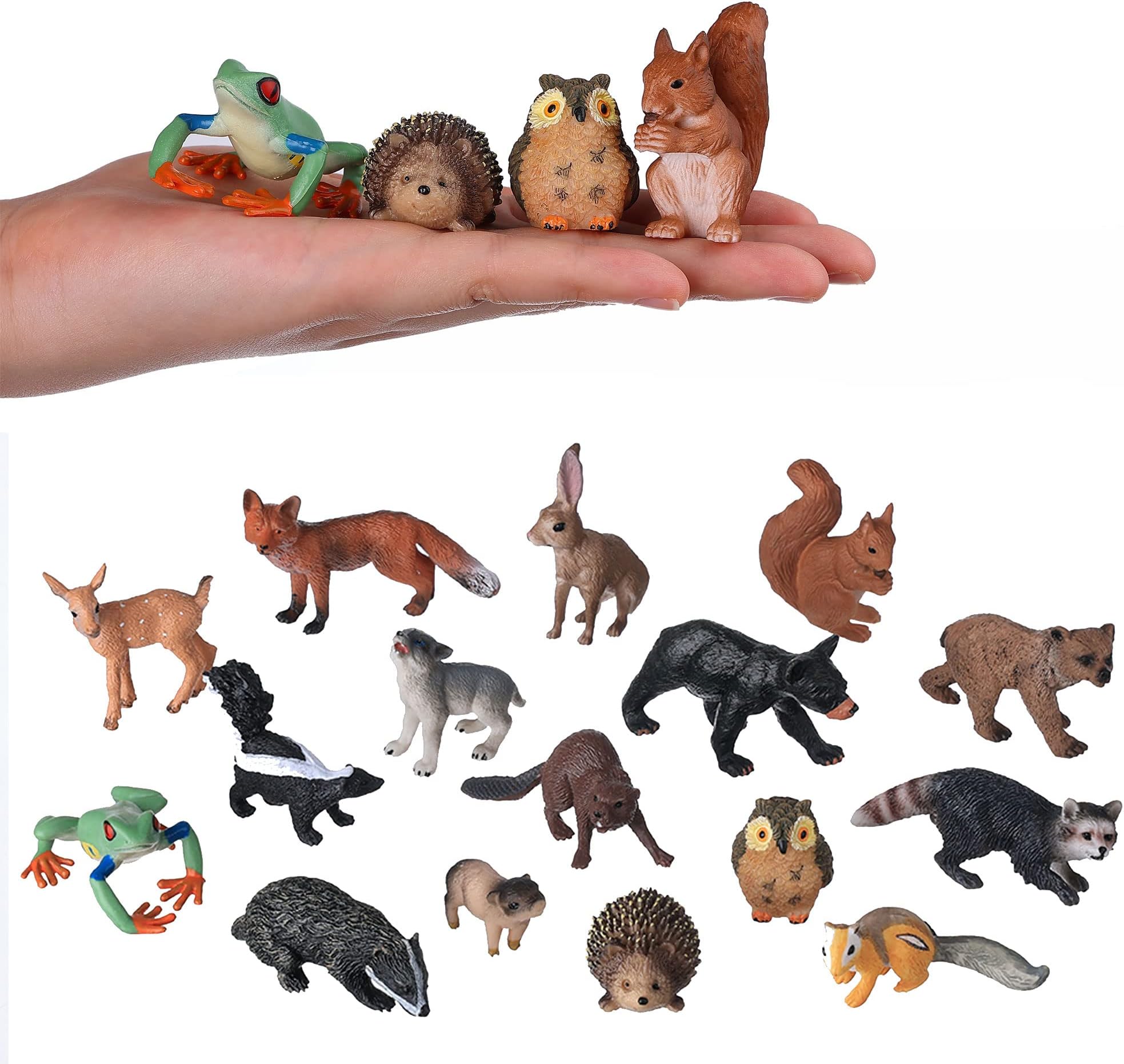 Animal Figures for Kids, 16PCS Realistic Forest Animals Baby Figurines, Woodland Creatures Figurines, Educational Toys for Science Project Cake Party Decor