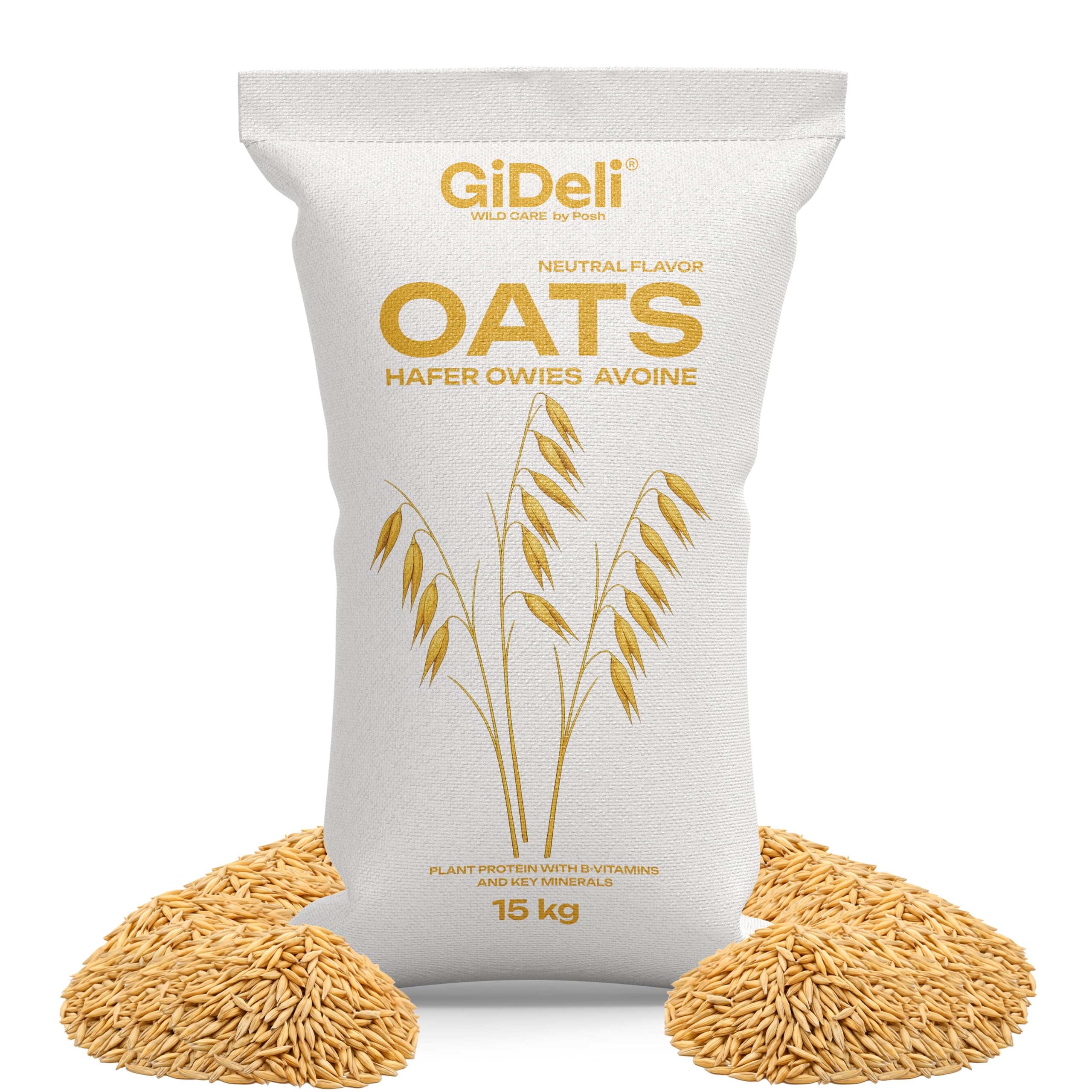 GiDeli Avena totale, 15 kg, mangime per cavalli, mangime naturale, per animali, fonte di energia naturale per cavalli e pollame