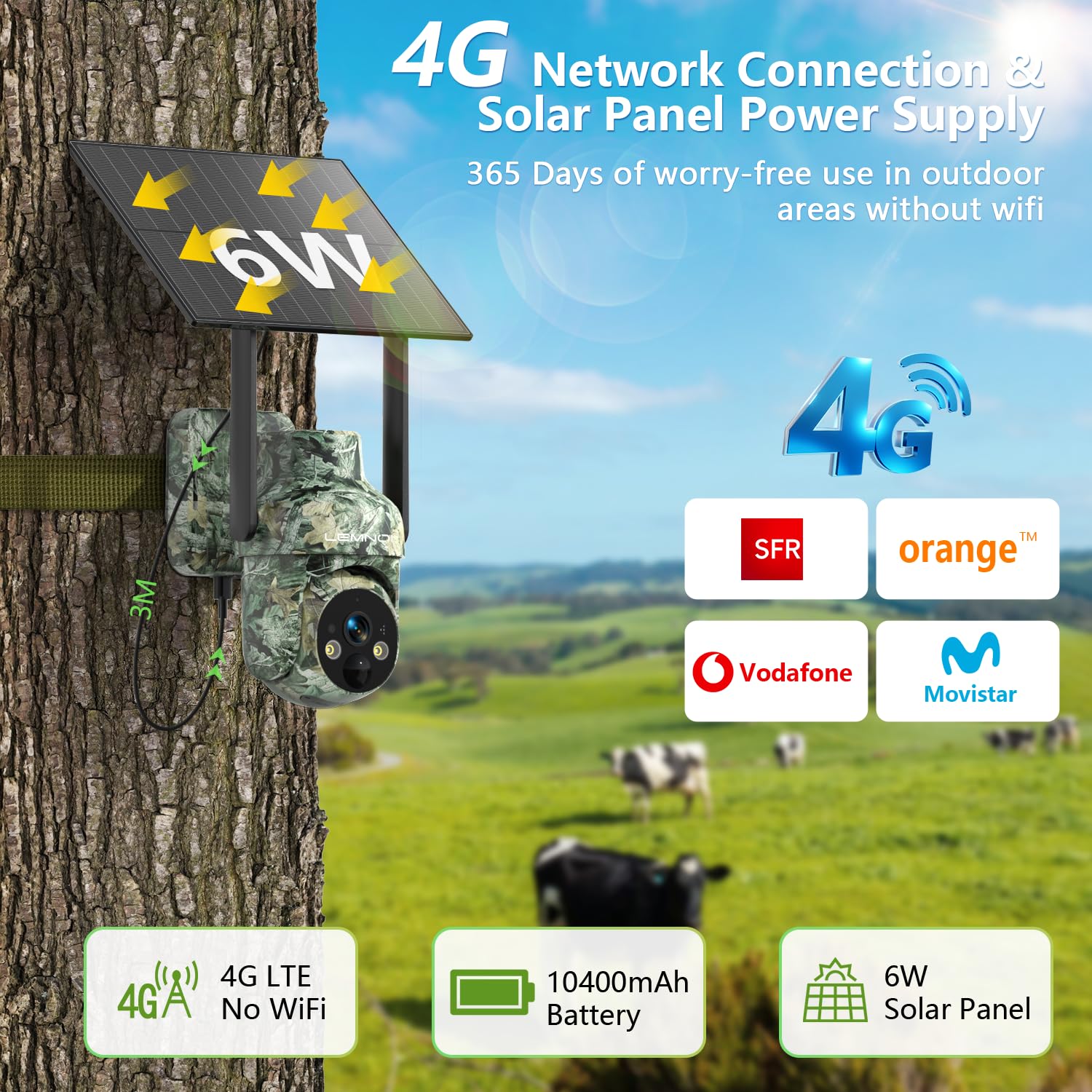 GENBOLT 4G AOV Solaire Caméra De Surveillance Extérieur sans Fil