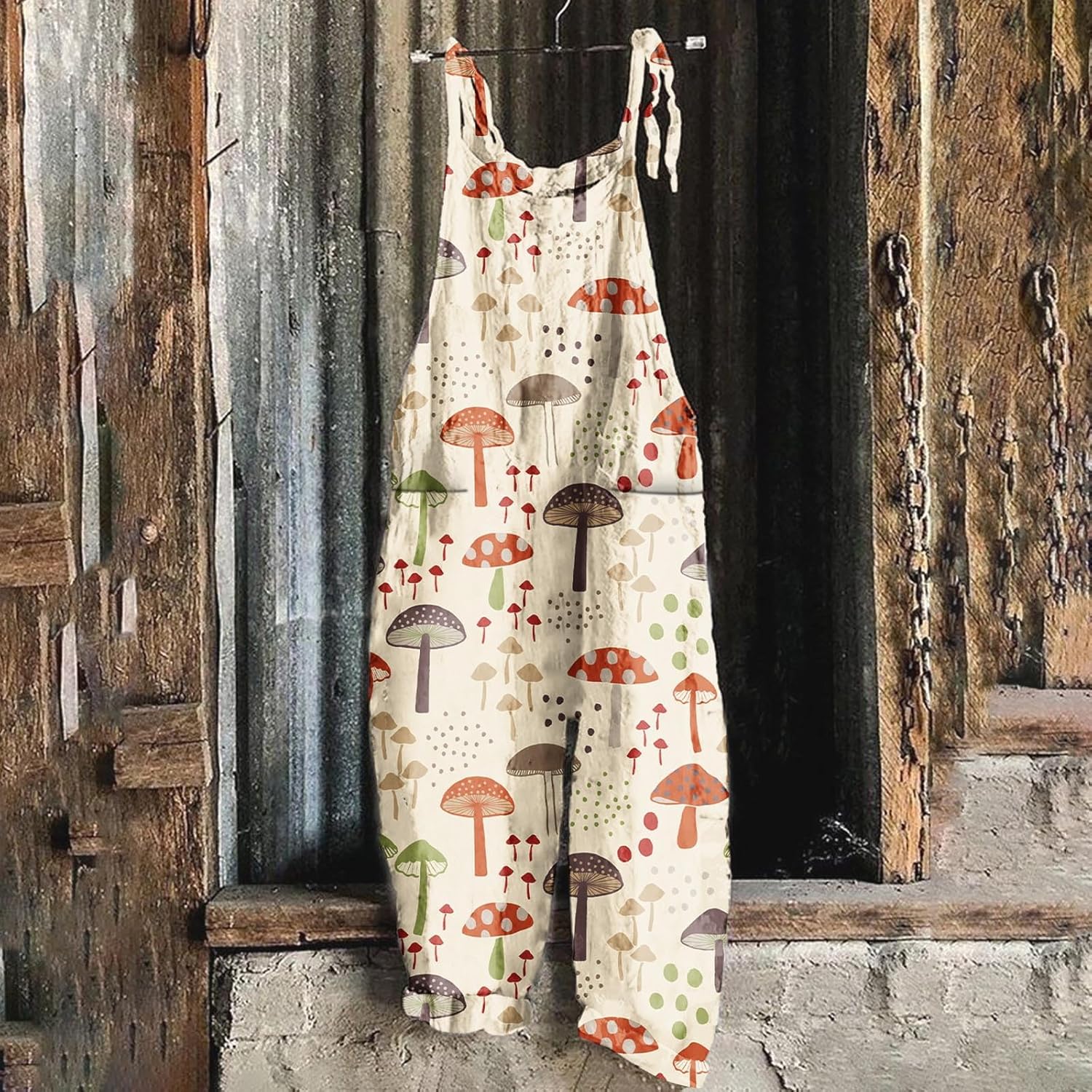 Generic Overall Jumpsuits for Women Fall Summer Sleeveless Backless Mushroom Loose Fit Plus Size Jumpsuit Rompers Women - Image 2