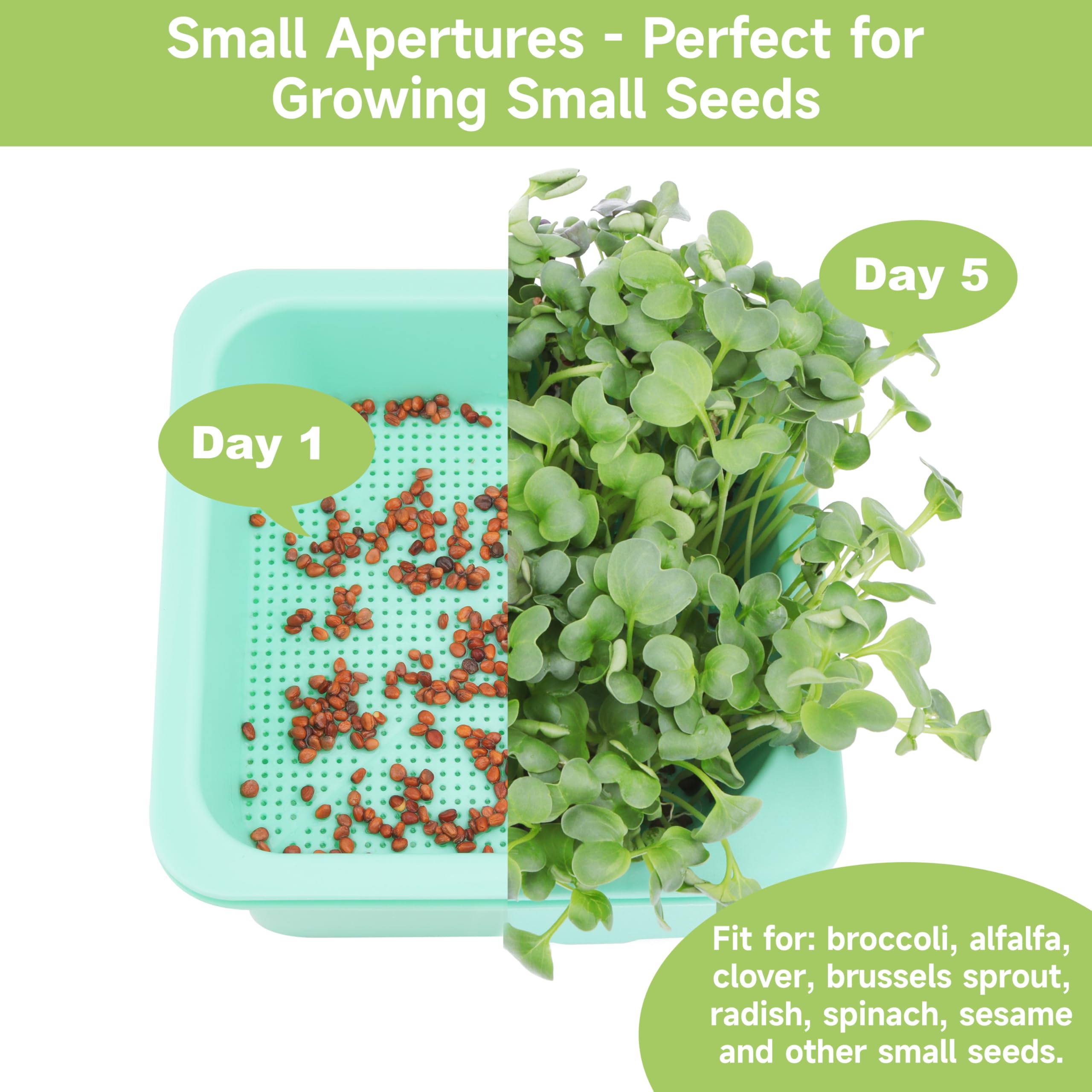 LUVCOSY 6 bandejas de cultivo de brotes de brócoli, bandeja de germinación Microgreen, kit de inicio de semillas reutilizable sin BPA con cúpula de humedad de plástico para brócoli saludable, afalfa,