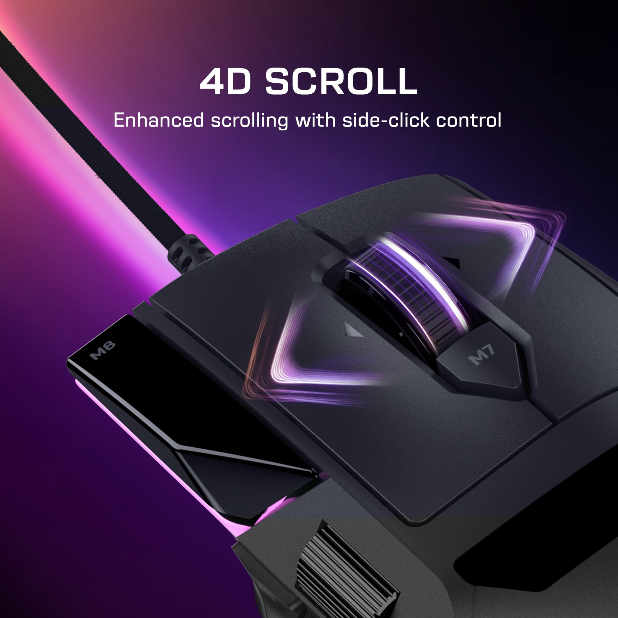 Turtle Beach Command Series MC3 Ratón de juego con cable - sensor óptico Owl-Eye de 30 000 PPP, rueda de desplazamiento 4D, frecuencia de muestreo de 1000, interruptores ópticos Titan, iluminación RGB