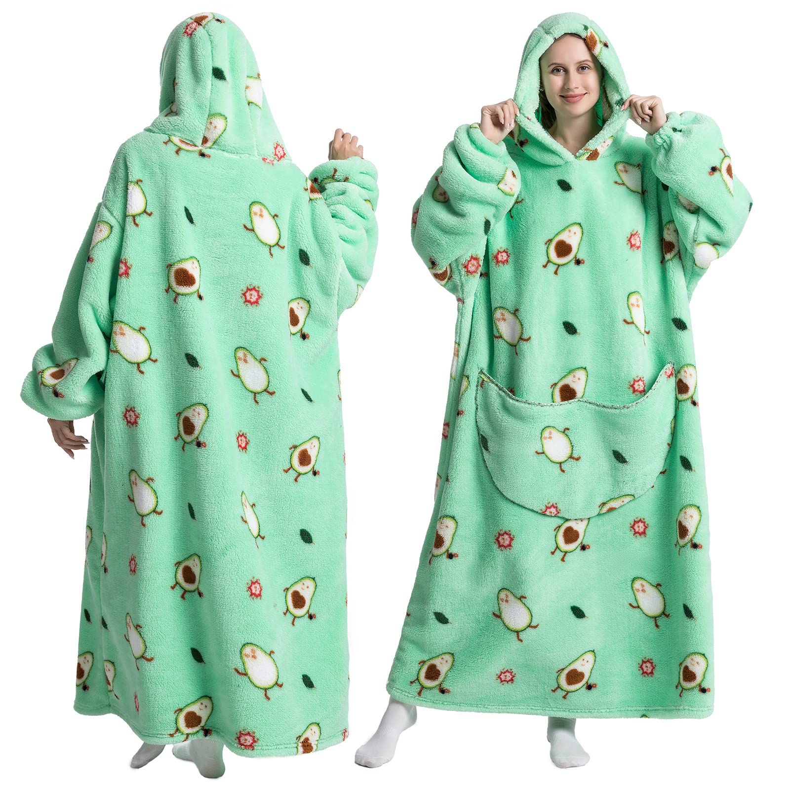 Geagodelia Damen Lange Decken Hoodie Oversized Hoodie Pullover Kuschelig Fleece Hoodie Decke zum Anziehen Weiche Warm Hausanzug Kapuzenpullover Winter Einheitsgröße