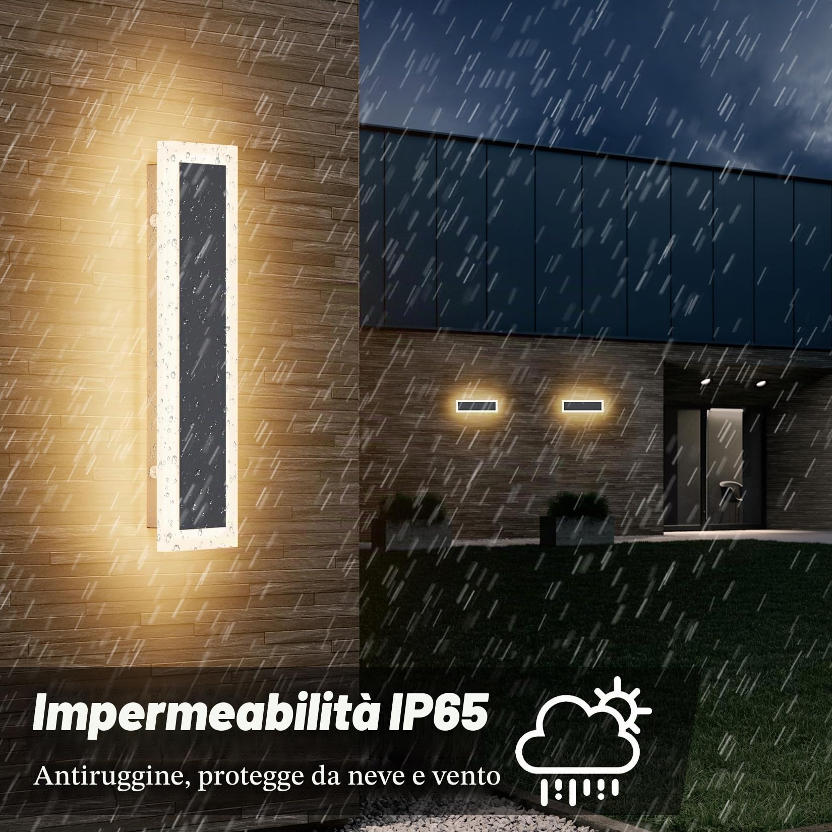 Klighten 2 Pezzi Applique da parete Esterno/Interno LED, 30CM/10W Lampada da Parete, IP65 Lampade Muro Esterni Acciaio inossidabile Acrilico, per Giardino Garage Patio, Bianco Caldo 3000K, Antracite