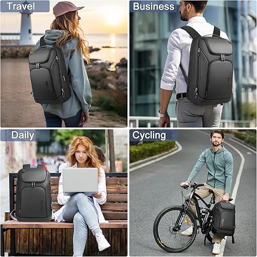 Miniatura 7 de Mochila de negocios para hombre, mochilas antirrobo inteligentes para laptop de 17.3 pulgadas con puerto de carga USB, resistente al agua, mochila
