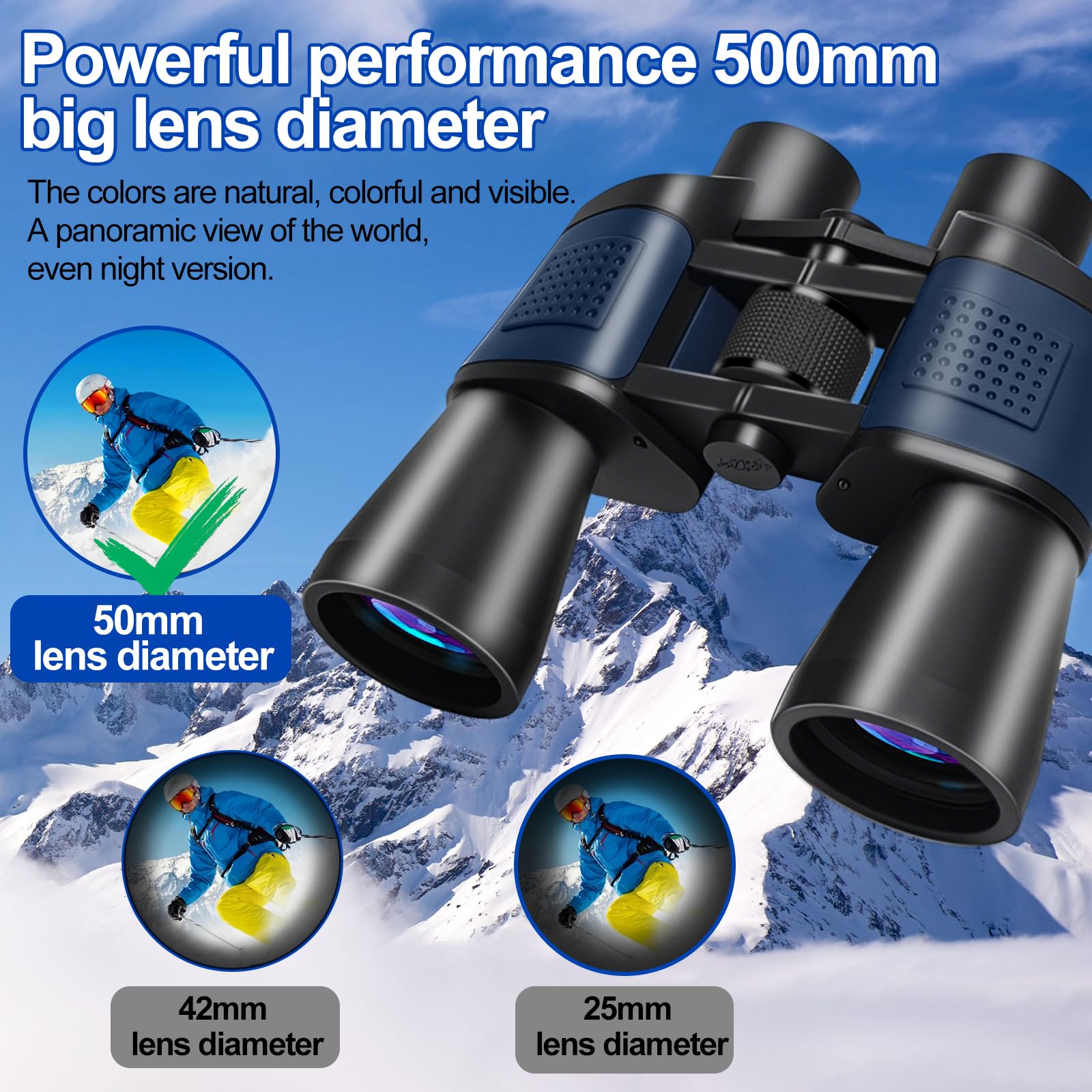 Jumelles 20 x 50 pour Adultes avec Vision Nocturne BAK4 Prism FMC Objectif HD Jumelles compactes étanches avec Adaptateur Smartphone pour l'observation des Oiseaux, Les Voyages, la Chasse, Le Sport - 4