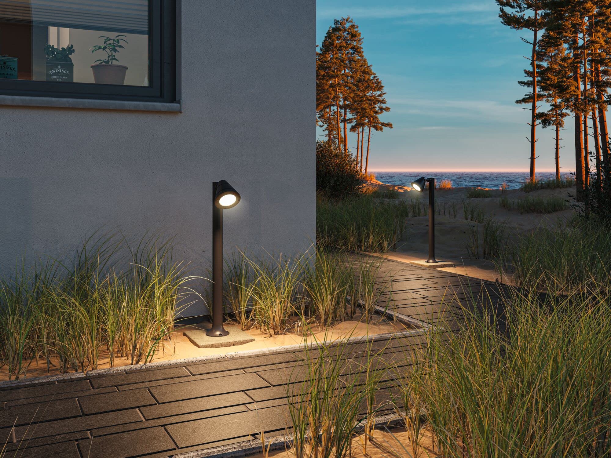 Paulmann 94735 LED Außenleuchte Pollerleuchte Trian seewasserresistent IP44 rund 600mm max. 35W 230V Anthrazit Aluminium Ohne Leuchtmittel GU10