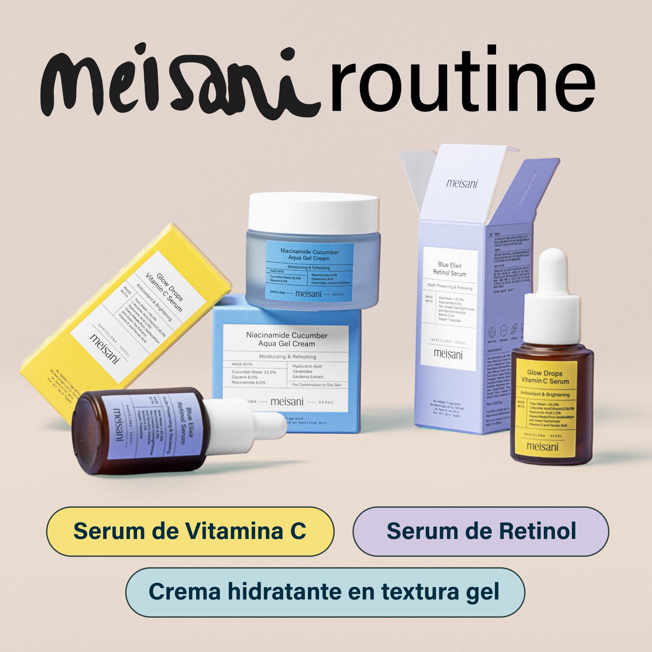 Meisani Niacinamide Cucumber Aqua Gel Cream, Crema facial refrescante con pepino y niacinamida, textura gel (50ml)