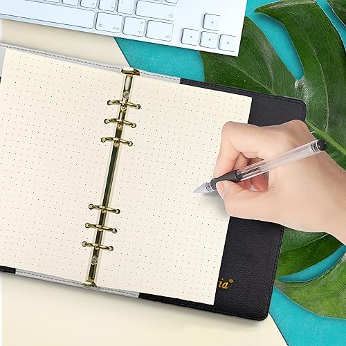 Miniatura 23 de Recambio de planificador A5 negro en blanco, insertos de planificador A5, repuesto de carpeta de 6 anillas, papel negro para carpeta recargable En