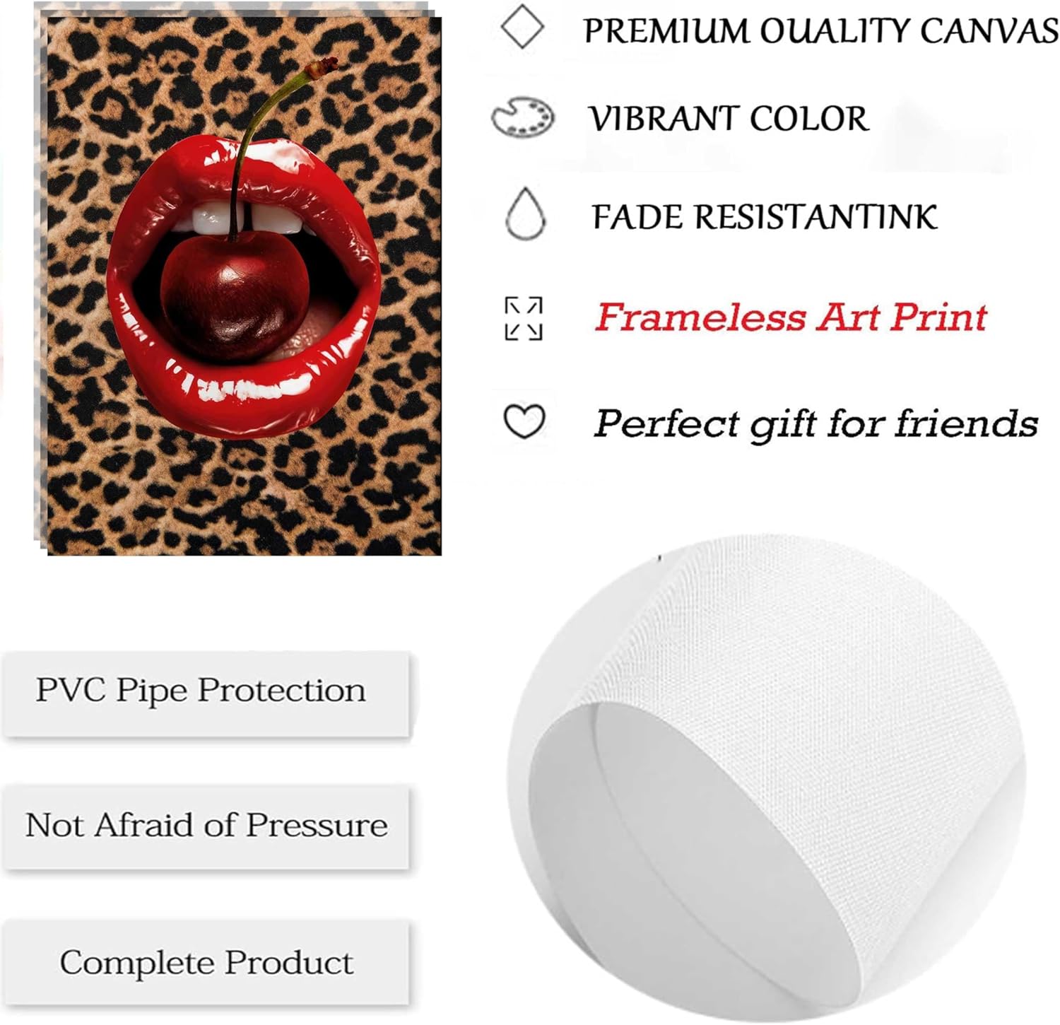 6Pcs Red Trendy Leopard Wall Art Fashion Cheetah Canvas Wall Decor Lucky 8 Ball Posters Prints Vintage Aesthetic Preppy Room Pictures Paintings for Girls Bedroom Apartment Dorm Unframed