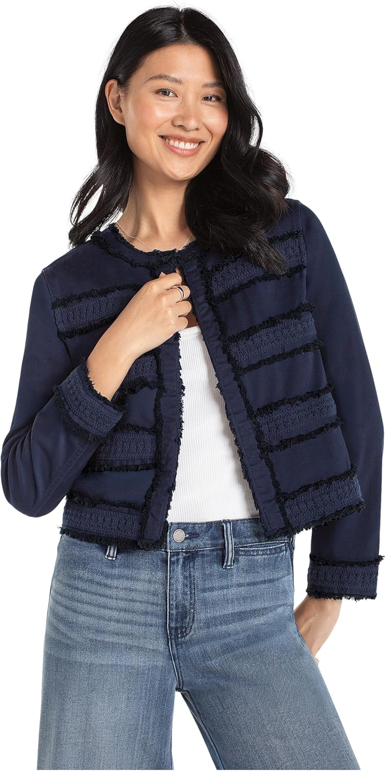 Liverpool womens Soft Touch Twill Collarless Jacket With Fray & Lace