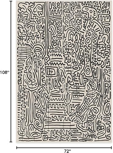 Miniatura 17 de RUGGABLE x Keith Haring - Alfombra lavable, estilo libre, color perla de 5 x 7, resistente a las manchas, antideslizante, con almohadilla estándar