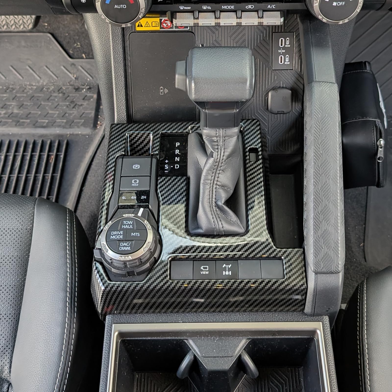 BORUIEN for Toyota Tacoma 2024 2025 and 4Runner 2025 Interior Accessories Center Console ABS Shift Panel Cover Decor Dashboard Trim (Carbon Fiber