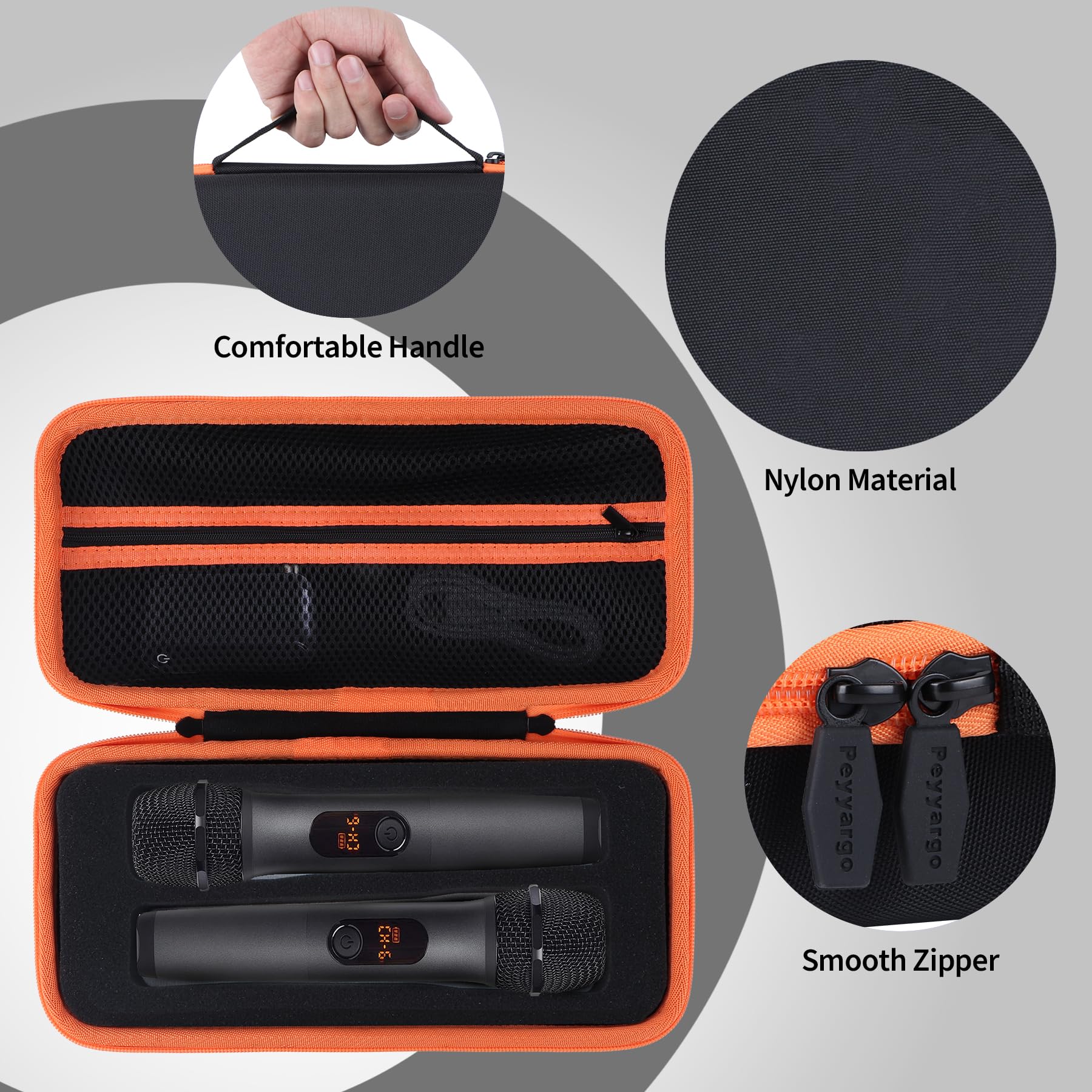 Dur Étui de Protection Compatible avec JBL PartyBox 2 Microphones numériques (Noir + Orange Zip)