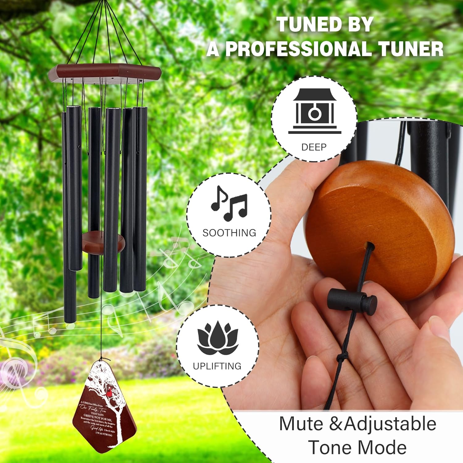 ASTARIN Personalized Name Memorial Wind Chimes, Sympathy Gift for Loss of Lover Mom Dad, Bereavement Deep Tone Wind Chimes for Outside in Memory Gift, Decor Outdoor Garden Patio