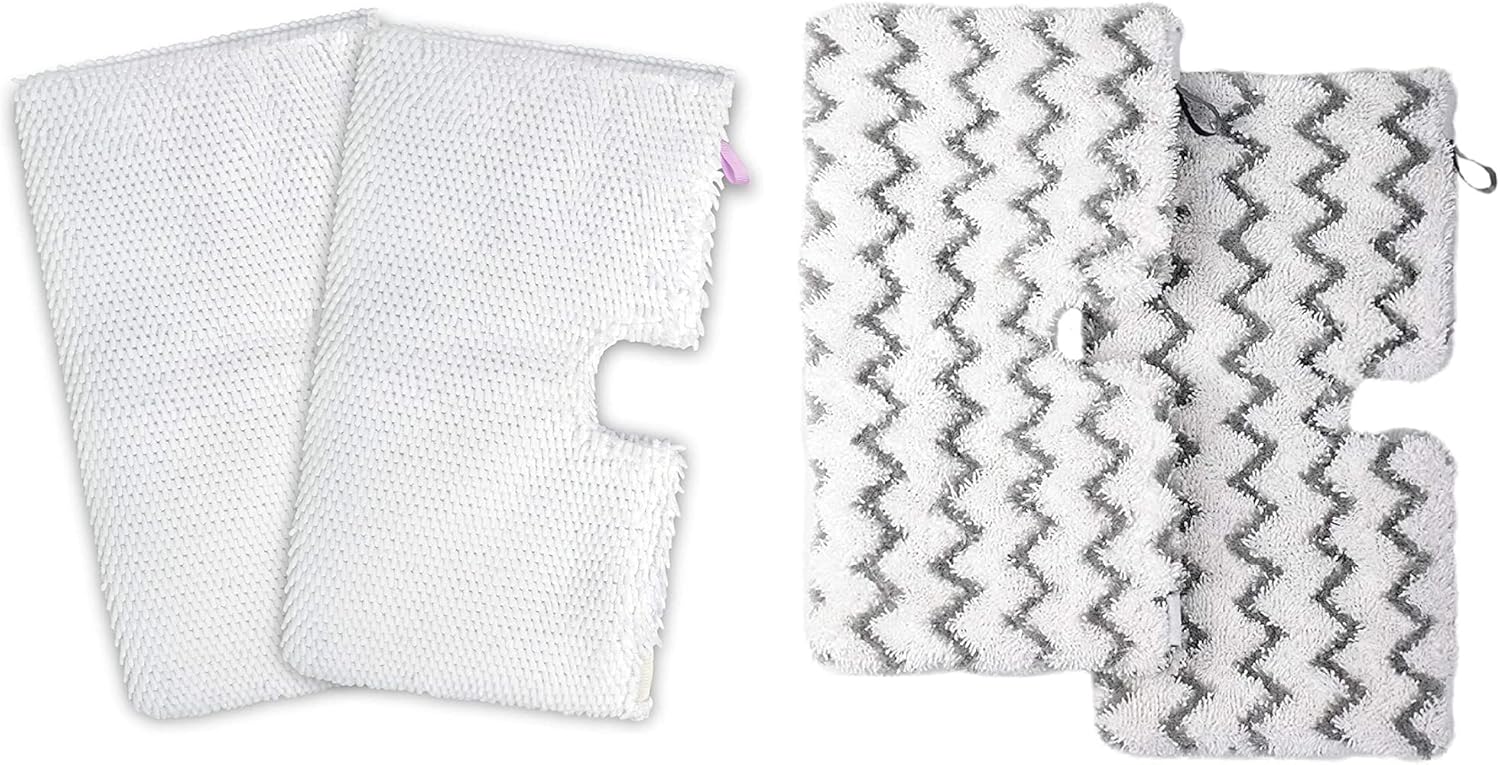 F Flammi 2 Pack + 2 Pack Replacement Microfiber Mop Pad for Shark Steam Pocket Mops S3500 Series S3501 S3601 S3550 S3901 S3801 SE450 S3801CO S3601D (2 Soft mop pad+2 scrubby mop pad)