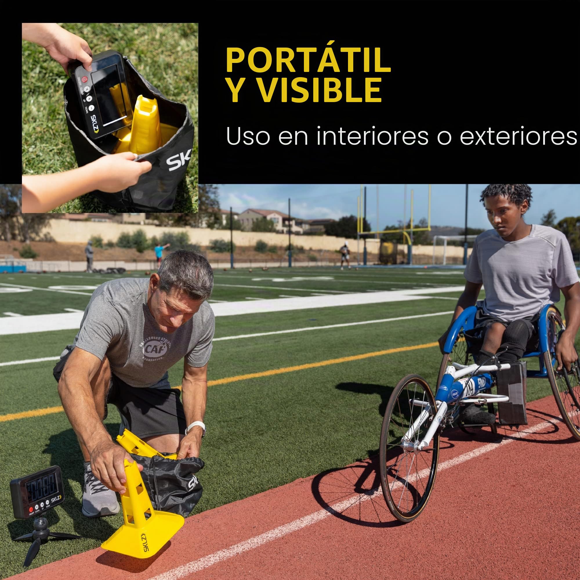 SKLZ Puertas de Velocidad Sistema de Entrenamiento con Sensores Cronómetro Bolsa de Transporte 45.72 Metros 50 Tiempos Interior Exterior Agilidad Potencia