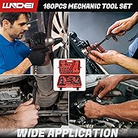 Vista 5 de LLNDEI 160-Piece Mechanics Tool Set, Metric Socket Set 1/2 1/4 3/8 inch Drive Professional Tool Kit, CR-V Deep & Shallow Kit with Quick Release