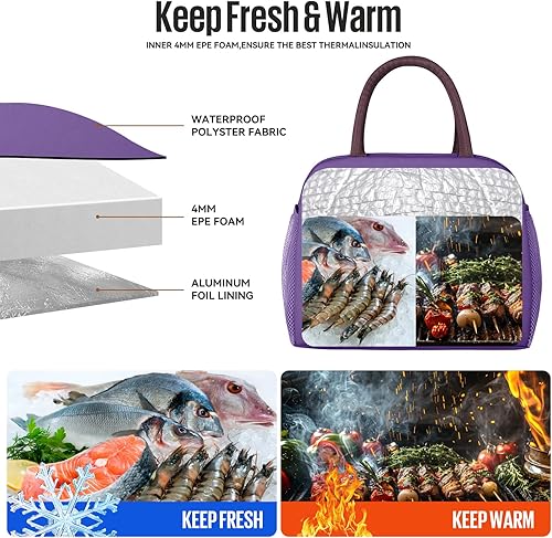 Miniatura 6 de Lonchera para mujeres y hombres, morado oscuro