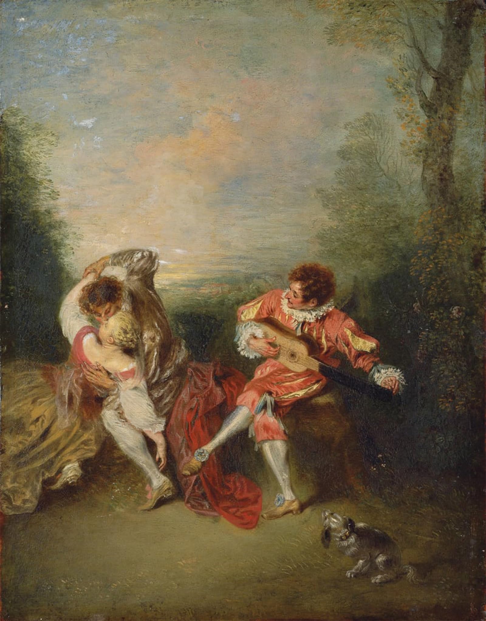 ARTXLXXBN Famous Painting Canvas Artwork Graffiti Print the Surprise by Jean Antoine Watteau Portrait Canvas Image for Home Decor 60x90cm