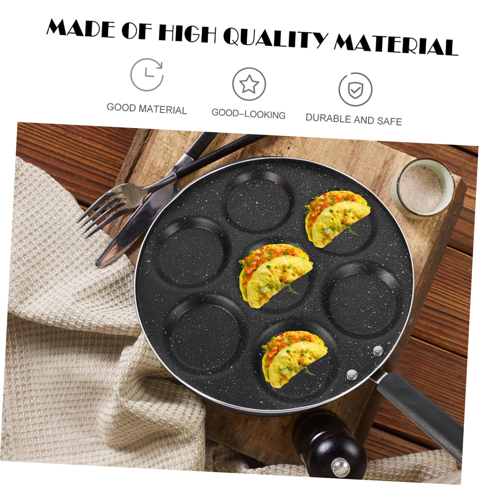 Sartén para Tortillas Antiadherente de Hierro Negra, 7 Compartimentos