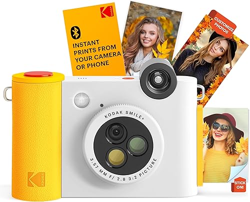 KODAK Smile+ Cámara digital de impresión instantánea e impresora fotográfica Conectividad inalámbrica con aplicación divertida Lente de filtro