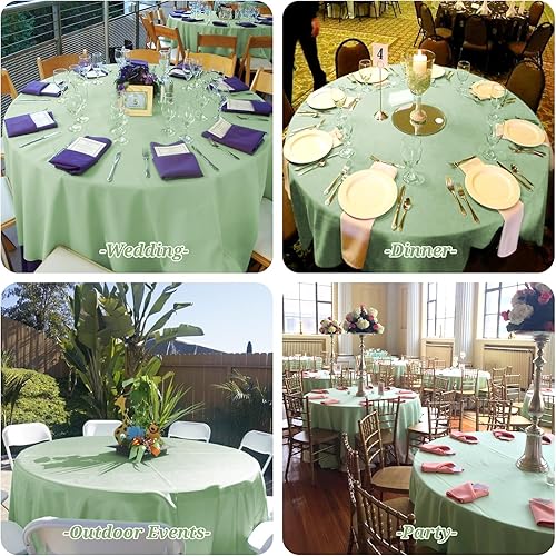 Miniatura 476 de Paquete de 8 manteles redondos blancos de 90 pulgadas, manteles redondos de poliéster lavables para mesa de tela decorativa resistente a