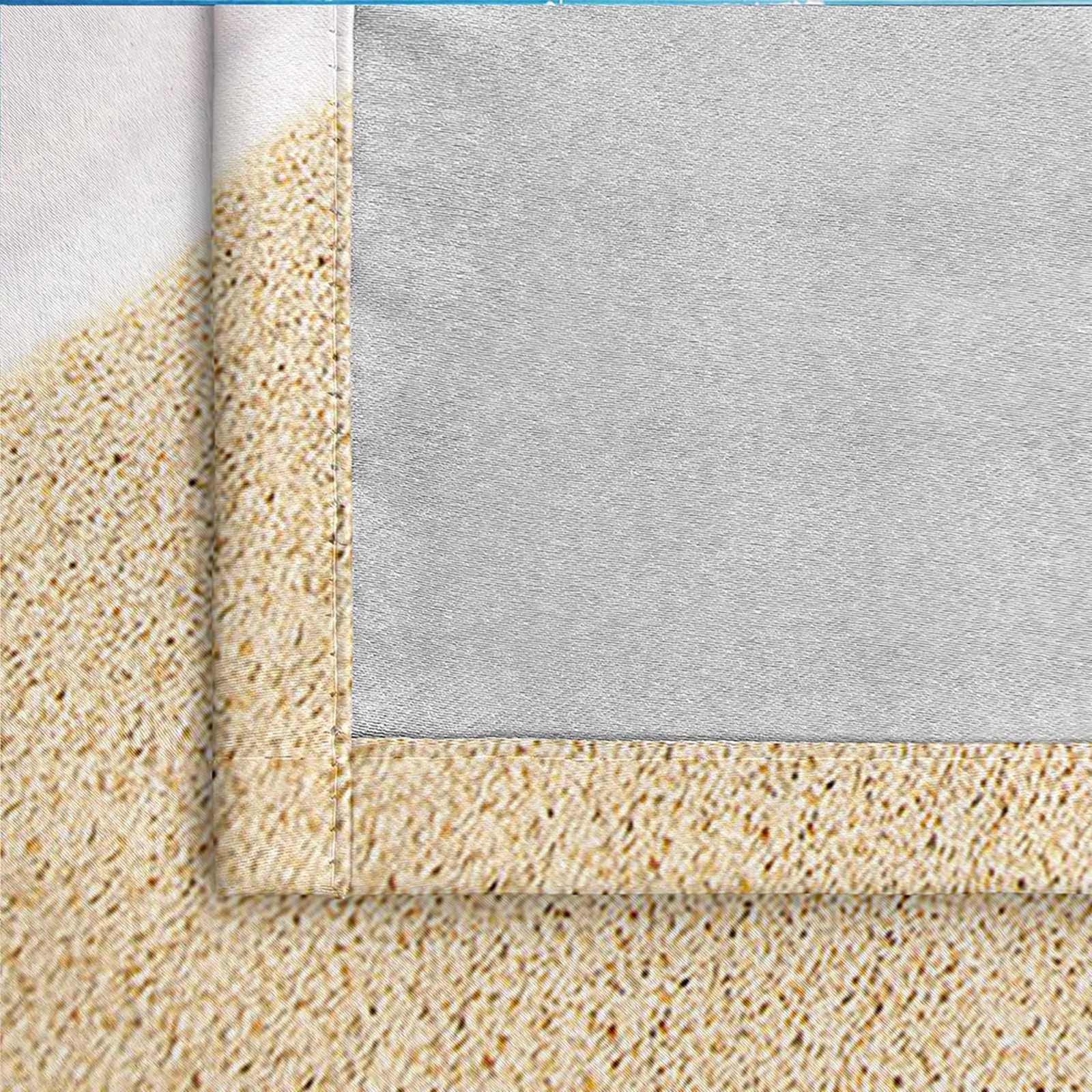Rideaux Occultants 2 Panneaux, Rideau Interieur Thermique à Oeillets Paysage de Plage Love Rideaux pour Decoration Chambre Salon Intérieurs, 132x214 CM(LxH), Beige Bleu Vert