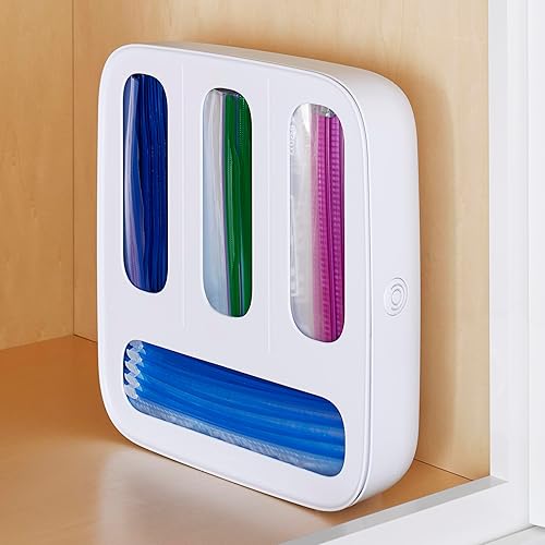 Miniatura 7 de YouCopia StoraBag Dispensador de bolsas de alimentos, tamaño familiar, 4 ranuras, bolsas de sándwich de plástico, organizador de cajones para