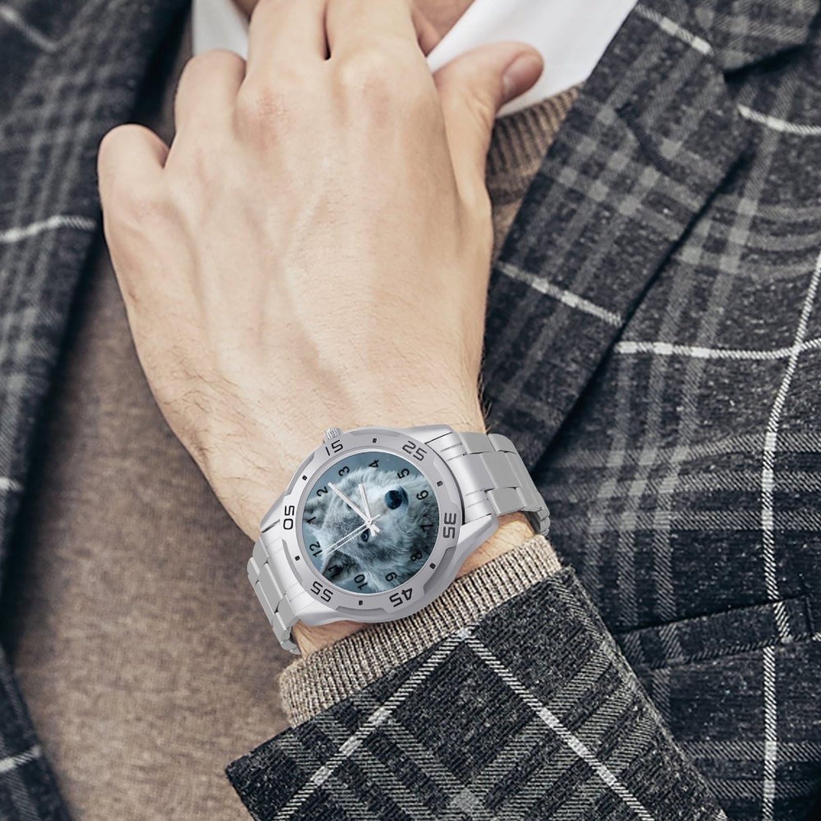 Grey Wolf Herren-Quarzuhr, trendige Edelstahl-Bänder, leicht lesbar, minimalistische Armbanduhren, Business Daily