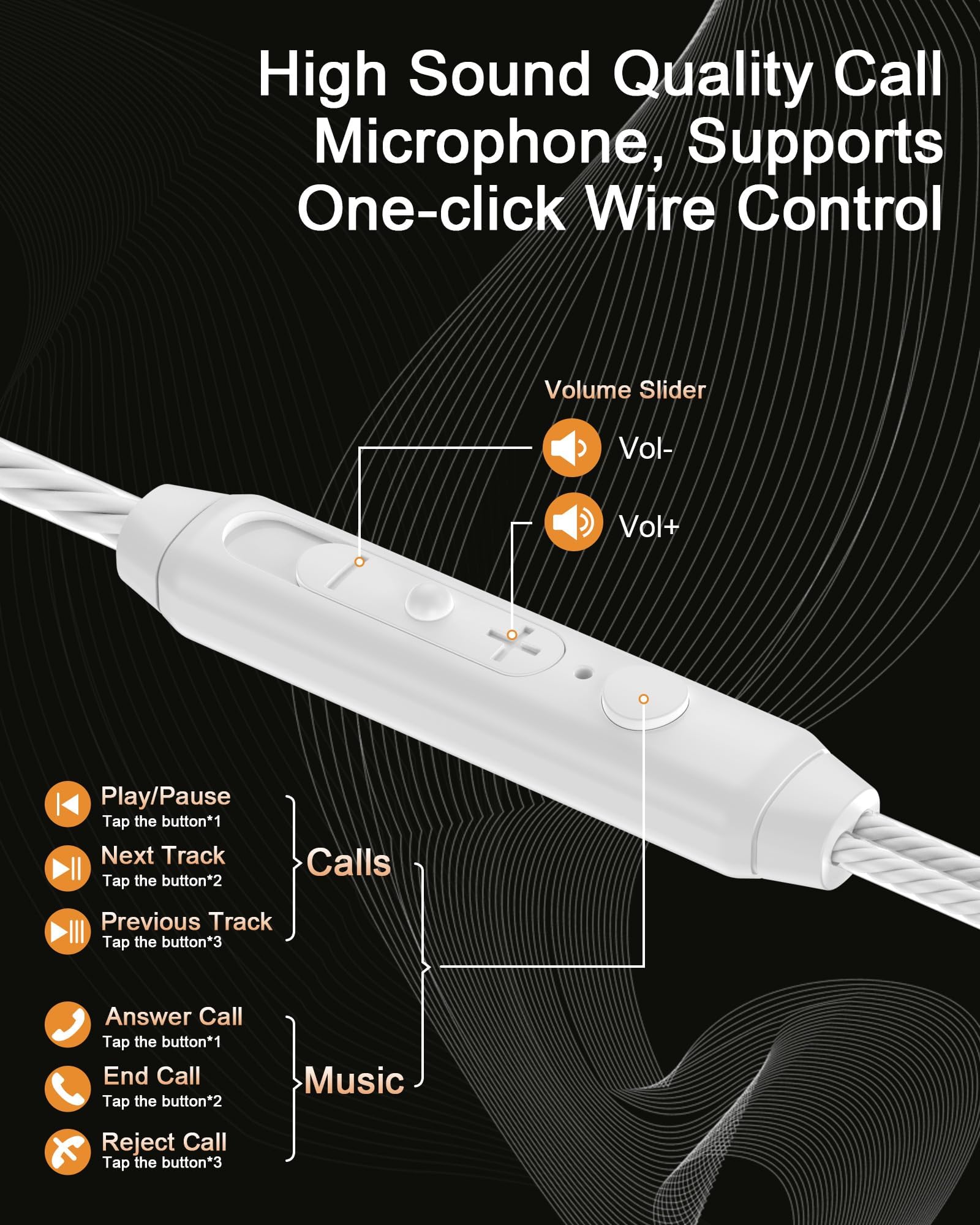 Cuffie USB C cablate per iPhone 17 16 15 Pro Max Plus 16e Air Samsung Buds S26 S25 Ultra S24 Auricolari in-ear con microfono - Cancellazione del rumore Tipo C Auricolari cablati Over-Ear con cavo
