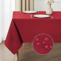 Vista 1 de Mantel rectangular impermeable de 52 x 70 pulgadas, de lino texturizado, lavable, resistente a las manchas y a las arrugas, mantel decorativo