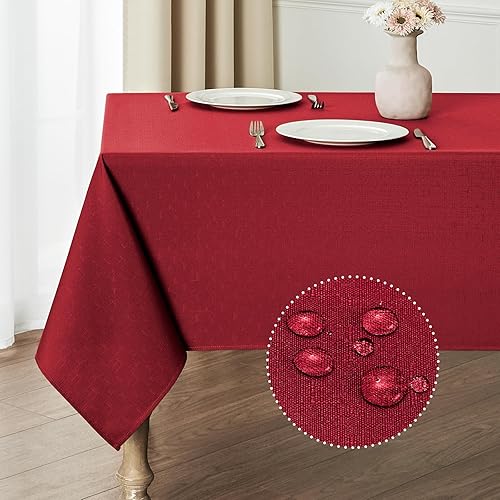 Rectangle Tablecloth Waterproof 60x84 inch Linen Textured Table Cloth Stain
