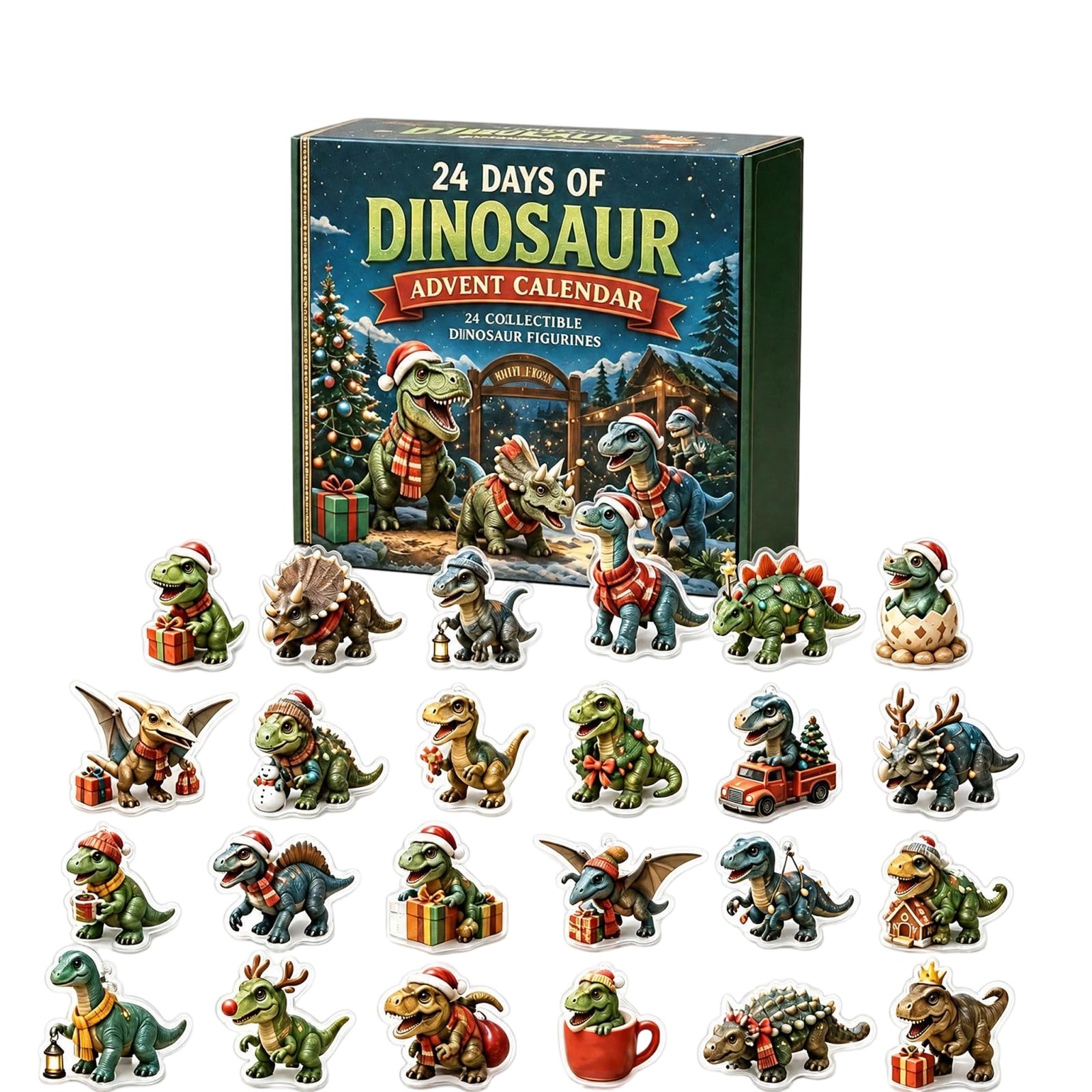 Dinosaur Advent Calendar 2026,2D Acrylic Figurines Gift 24ps