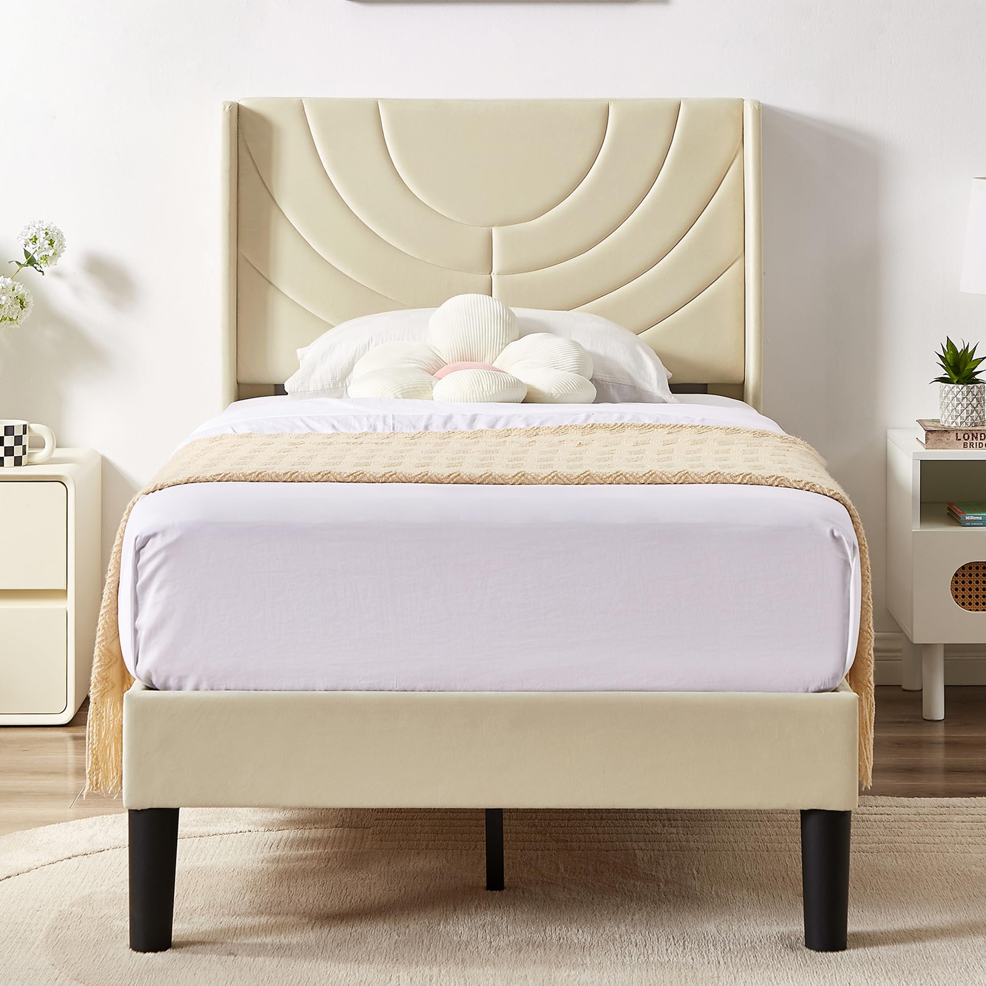 VECELO Twin Bed Frame Dimensions Diagram