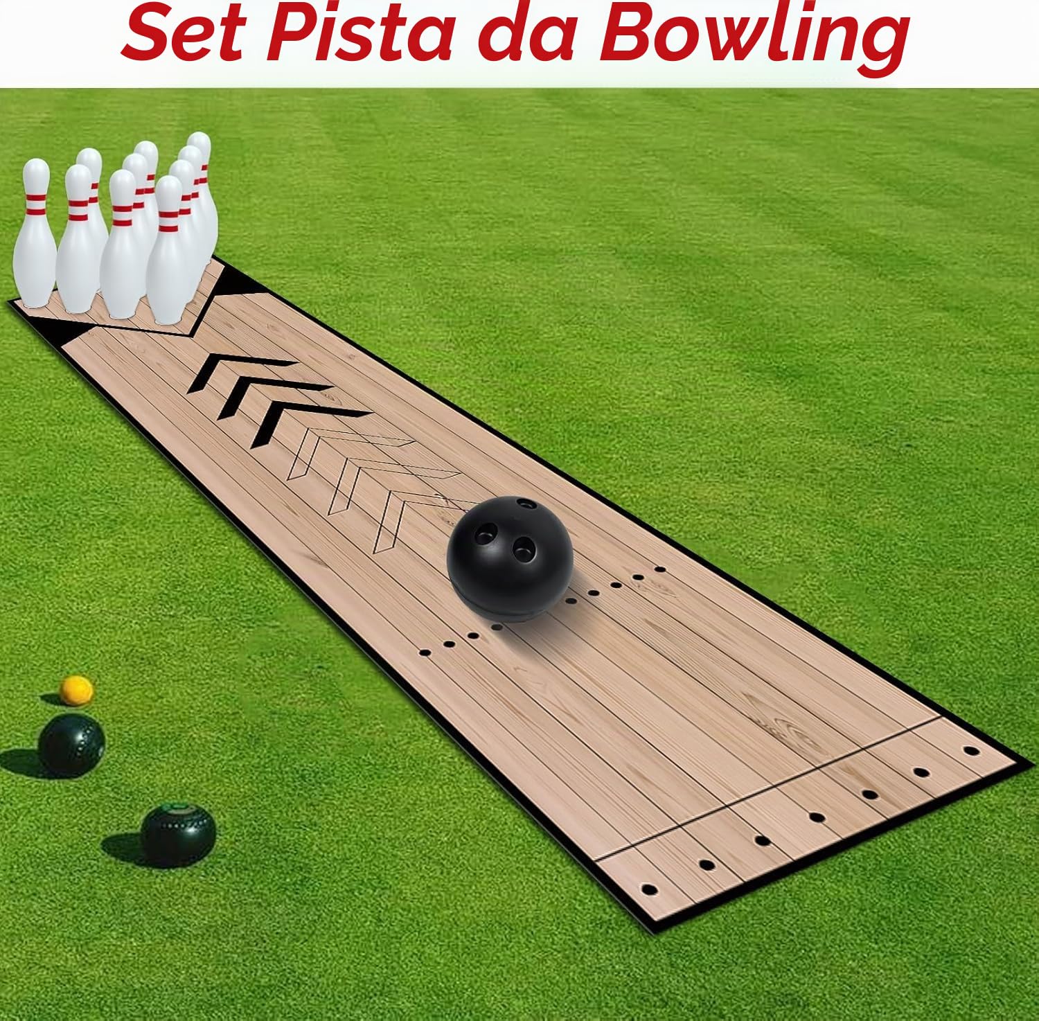 Mini set da bowling, set da bowling per interni ed esterni, set da bowling con corsia, birilli e palline, set completo da bowling per amici di famiglia