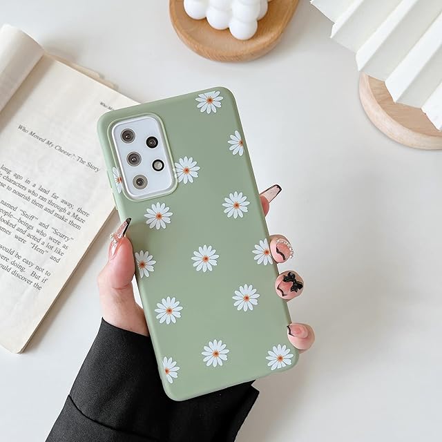 ZTOFERA TPU Back Case for Samsung A53 5G, Daisy Pattern Matte Soft TPU Case, Slim Lightweight Protective Bumper Cover for Samsung Galaxy A53 - Green