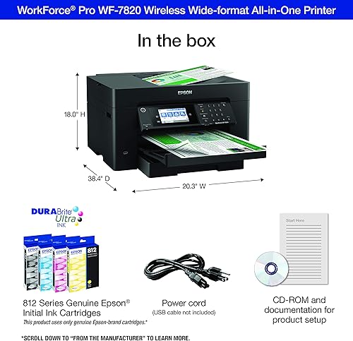Miniatura 5 de Epson Workforce Pro WF-7820 Impresora inalámbrica todo en uno de gran formato con impresión automática de 2 caras de 13 x 19 pulgadas, copia