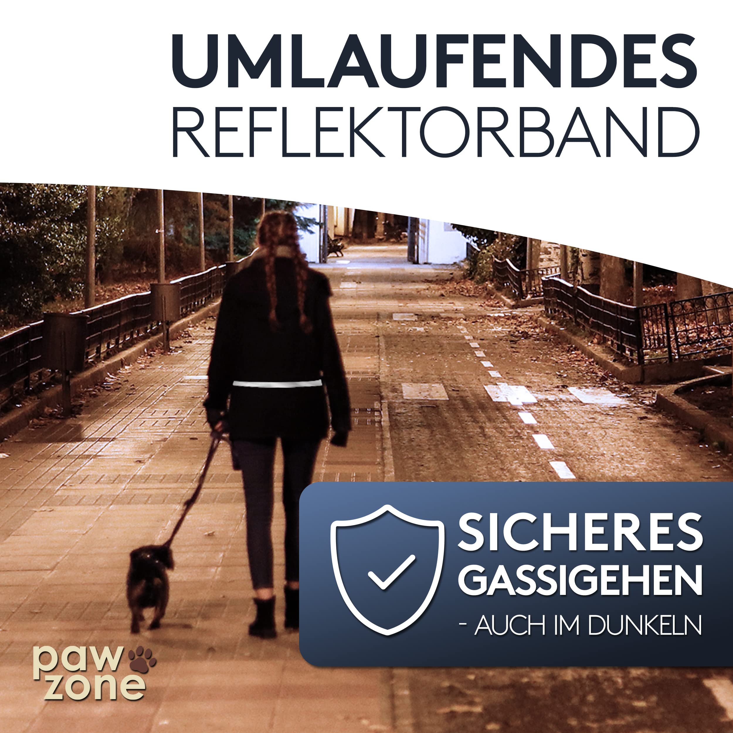 PAWZONE Futterbeutel Hunde - Leckerlibeutel für Hunde - Bauchtasche für Hunde Zubehör - Leckerlitasche für Hunde - Inkl. Reflektorband & Zusatzgurt für Flexileine (Schwarz)
