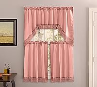 Vista 11 de American Linen Cortinas de café para cocina, cortinas de baño con cenefa, borde de encaje bordado. (amarillo)