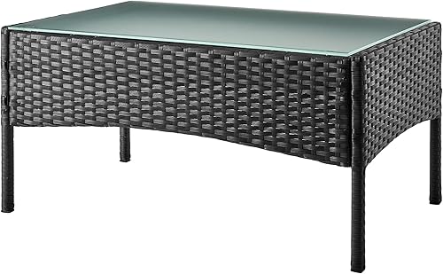 Miniatura 18 de Manhattan Comfort Imperia - Juego de conversación de patio de 4 piezas, muebles de exterior de ratán de acero, incluye 2 sillones modernos, sofá