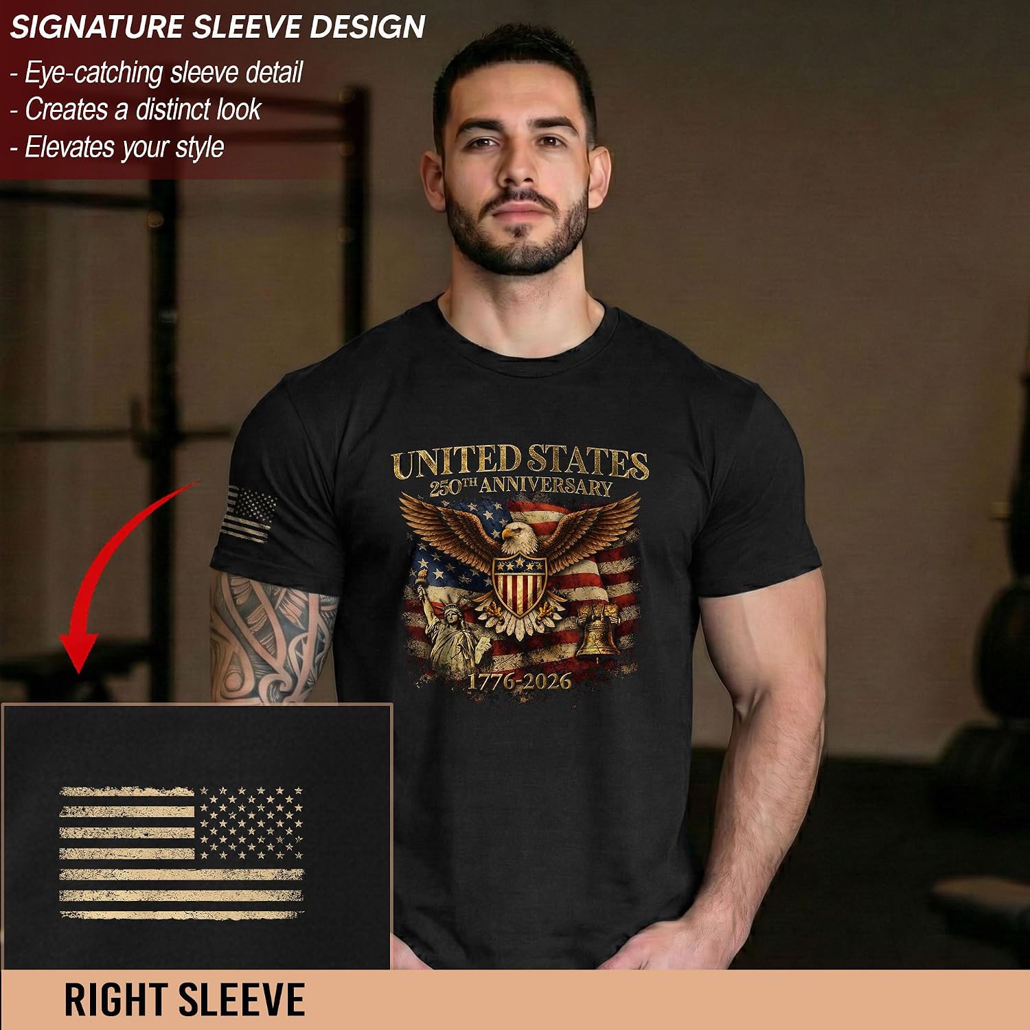 250 Anniversary USA Shirt, Patriotic Shirts for Men, USA Eagle Graphic Shirt for Men