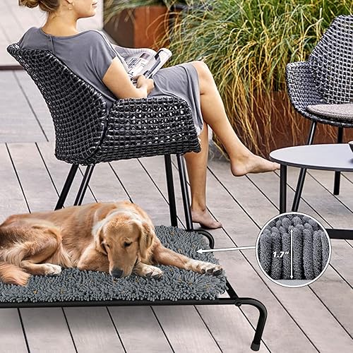 Miniatura 7 de Cama elevada para perros con alfombrilla de olfato. Característica 2 en 1, cama elevada para perro para uso en interiores y exteriores, cuna